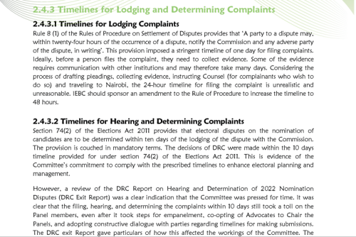 Part of the IEBC report. PHOTO/Screengrab by PD Digital