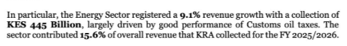 Part of the KRA report. PHOTO/Screengrab by PD Digital