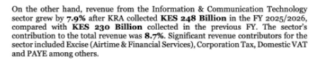 Part of the KRA report. PHOTO/Screengrab by PD Digital