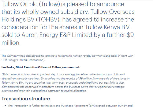 Statement on the sale of Tullow Kenya BV. PHOTO/Screengrab by PD Digital