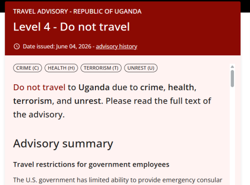 Statement on the US travel advisory for Uganda following Ebola-related restrictions. PHOTO/Screengrab by PD Digital