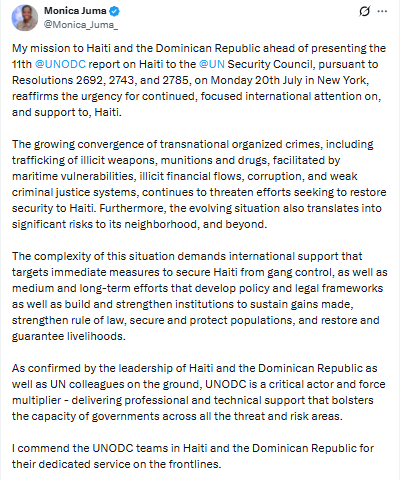 Statement on the Haiti security crisis. PHOTO/Screengrab by PD Digital/@Monica_Juma_/X