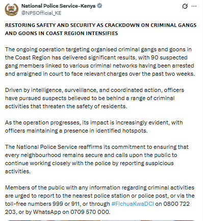 Statement on the arrest of suspected goons. PHOTOScreengrab by PD Digital@NPSOfficial_KEX