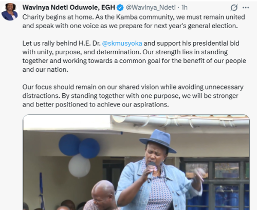 Wavinya Ndeti's statement