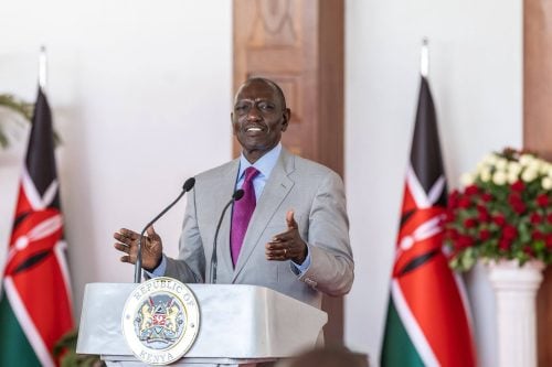 President William Ruto speaks at State House, Nairobi, Kenya. PHOTO/https://web.facebook.com/williamsamoei