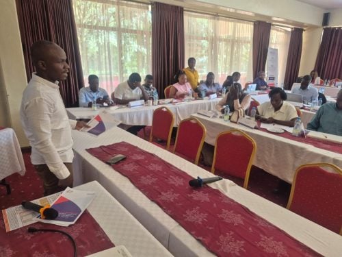 MCK Kisumu Regional Coordinator Evans Teddy while addressing journalists. PHOTO/Viola Kosome