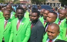 DCP leaders don party colours during swearing-in of party’s first MP, Sammy Ngotho