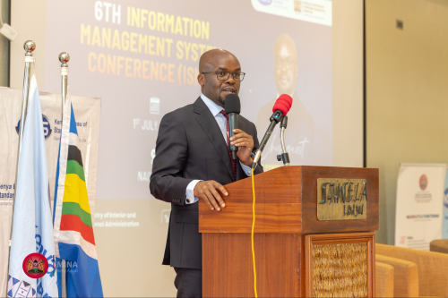 Raymond Omollo, while speaking at the opening of the Sixth Annual Information Security Management Systems (ISMS) Conference in Naivasha on July 1, 2026. PHOTO@InteriorKE/X
