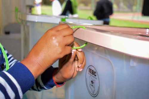 Ballot box being sealed at the polling station. PHOTO/@dkmaraga/X