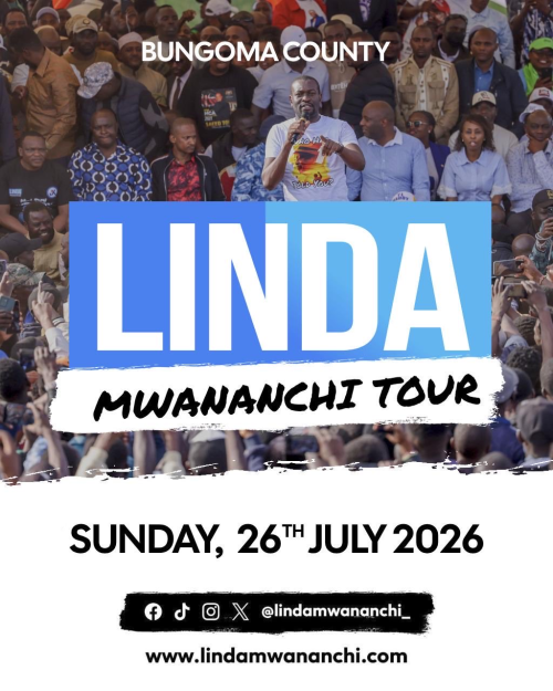 A Linda Mwananchi poster announcing a rally in Bungoma. PHOTO/@edwinsifuna/X